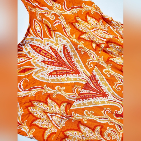 NwT loft orange Paisley flowey dress petite large - Picture 4 of 5